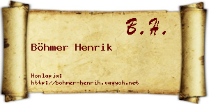 Böhmer Henrik névjegykártya